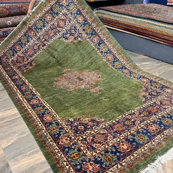 فرش دستباف ۶ متری ترنج درباری سبز