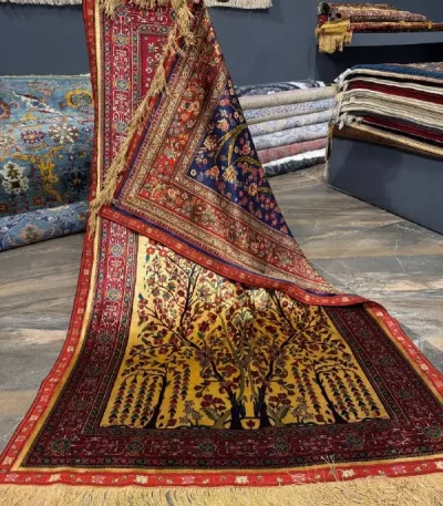 فرش تمام ابریشم رج ۸۰